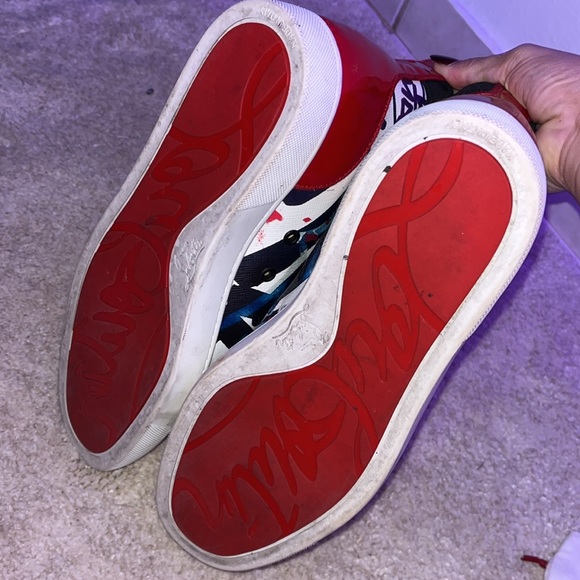 Christian Louboutin Graffiti Sequin And Leather Rantus Orlato High Top Sneakers - Picture 10 of 10